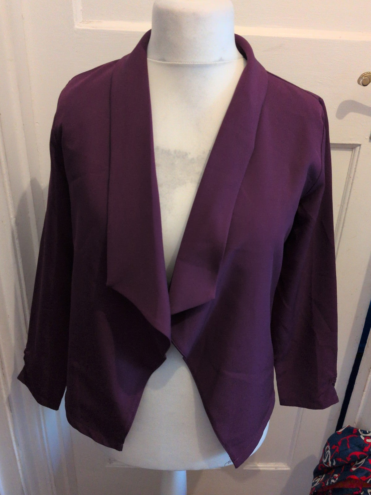 Ladies Medium Purple Long Sleeve Blouse Open