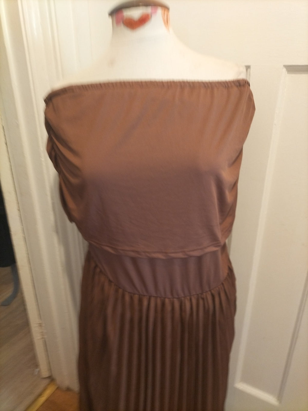 Ladies Shein Size XL Curve Brown Elasticated Hem Dress