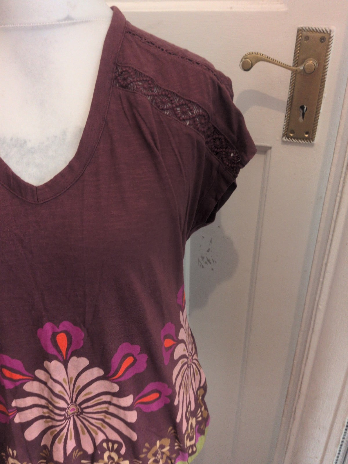 Next 14 Purple Short Sleeve Floral Blouse