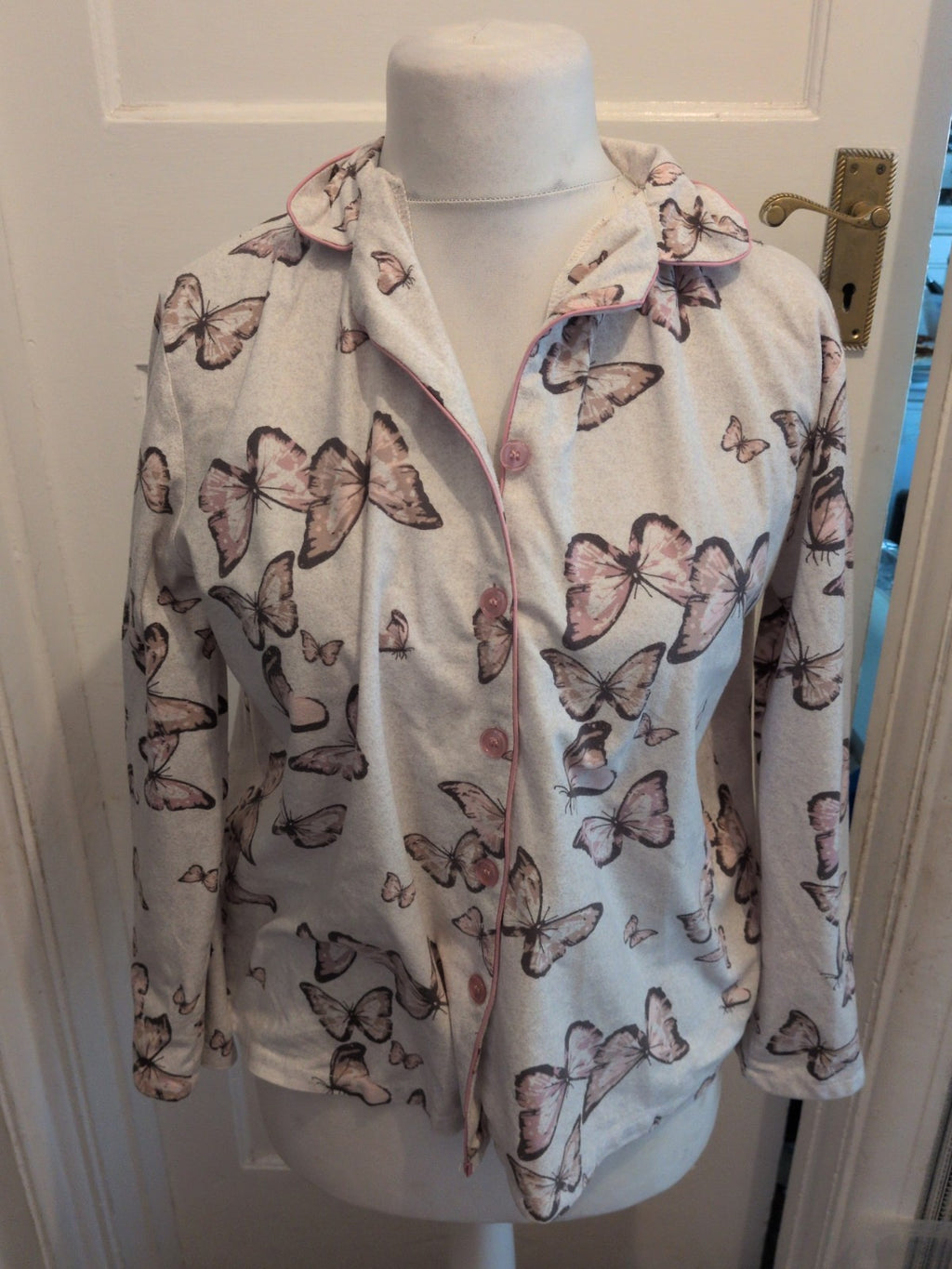 Ladies Peacocks 10-12 Butterfly Long Sleeve Pyjama Top