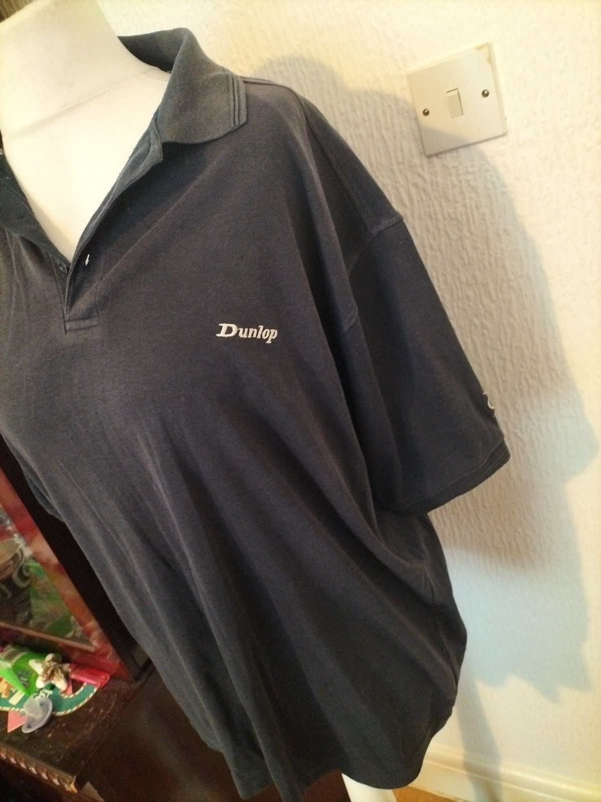 Mens Dunlop Golf Size Large Black Short Sleeved Polo
