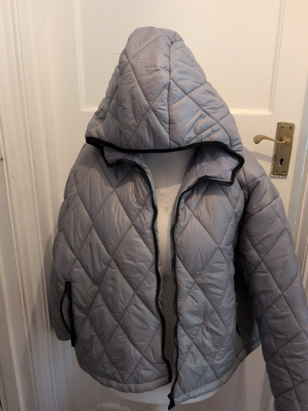 Mens Boohoo Medium Silver Puffer Jacket
