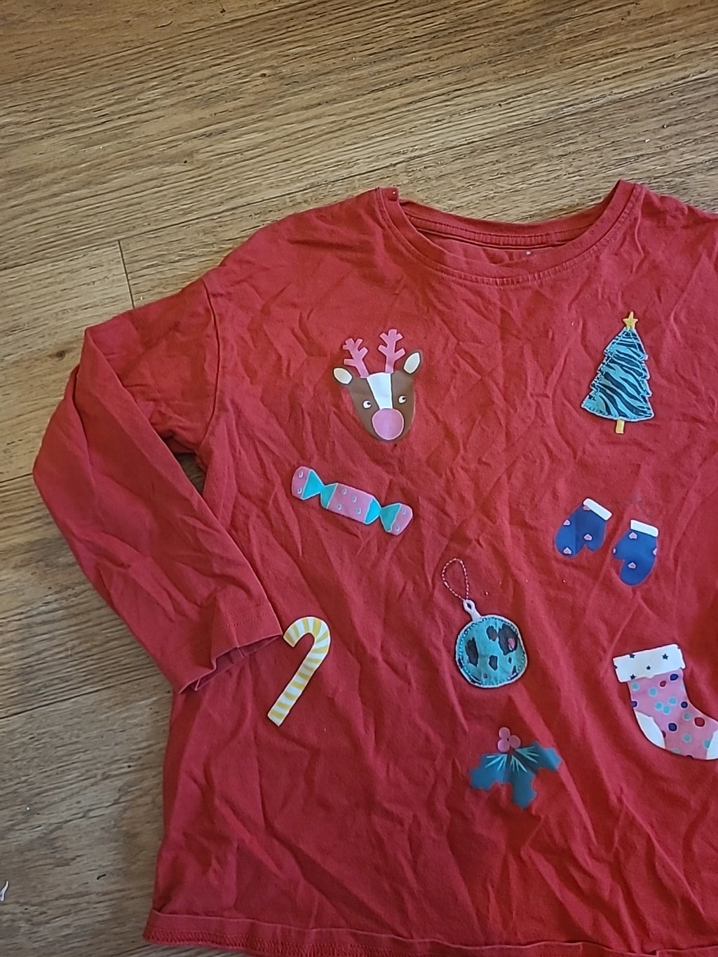 Unisex Next 7 Years Red Xmas Design Long Sleeved Pyjama Top