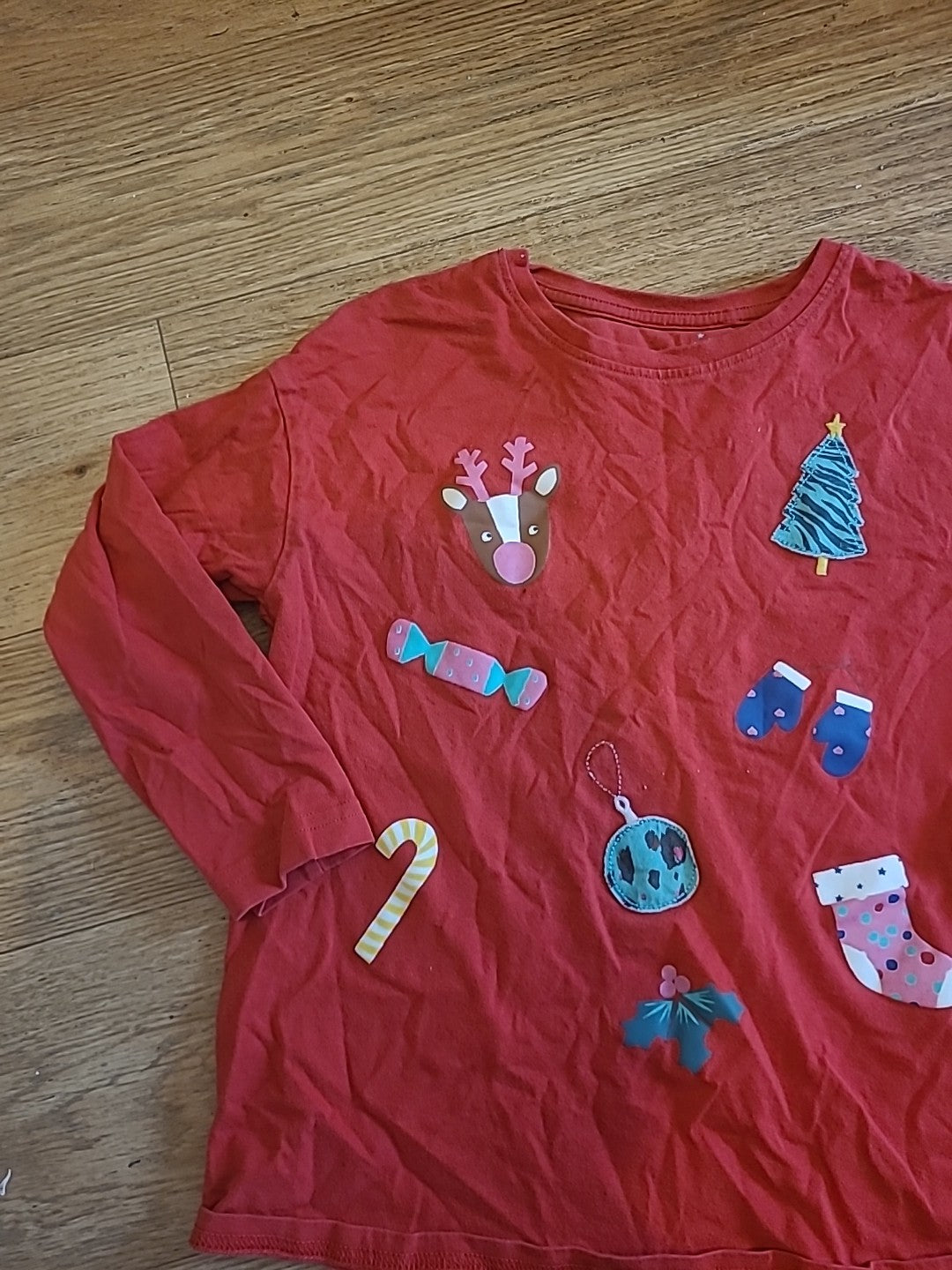Unisex Next 7 Years Red Xmas Design Long Sleeved Pyjama Top