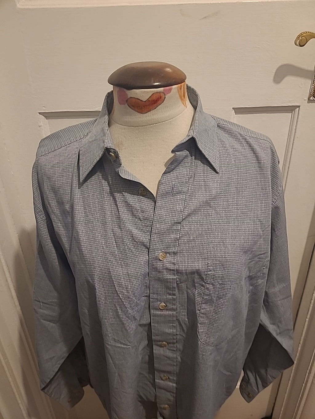 Mens Peter England Size Medium Blue Check Long Sleeved Shirt