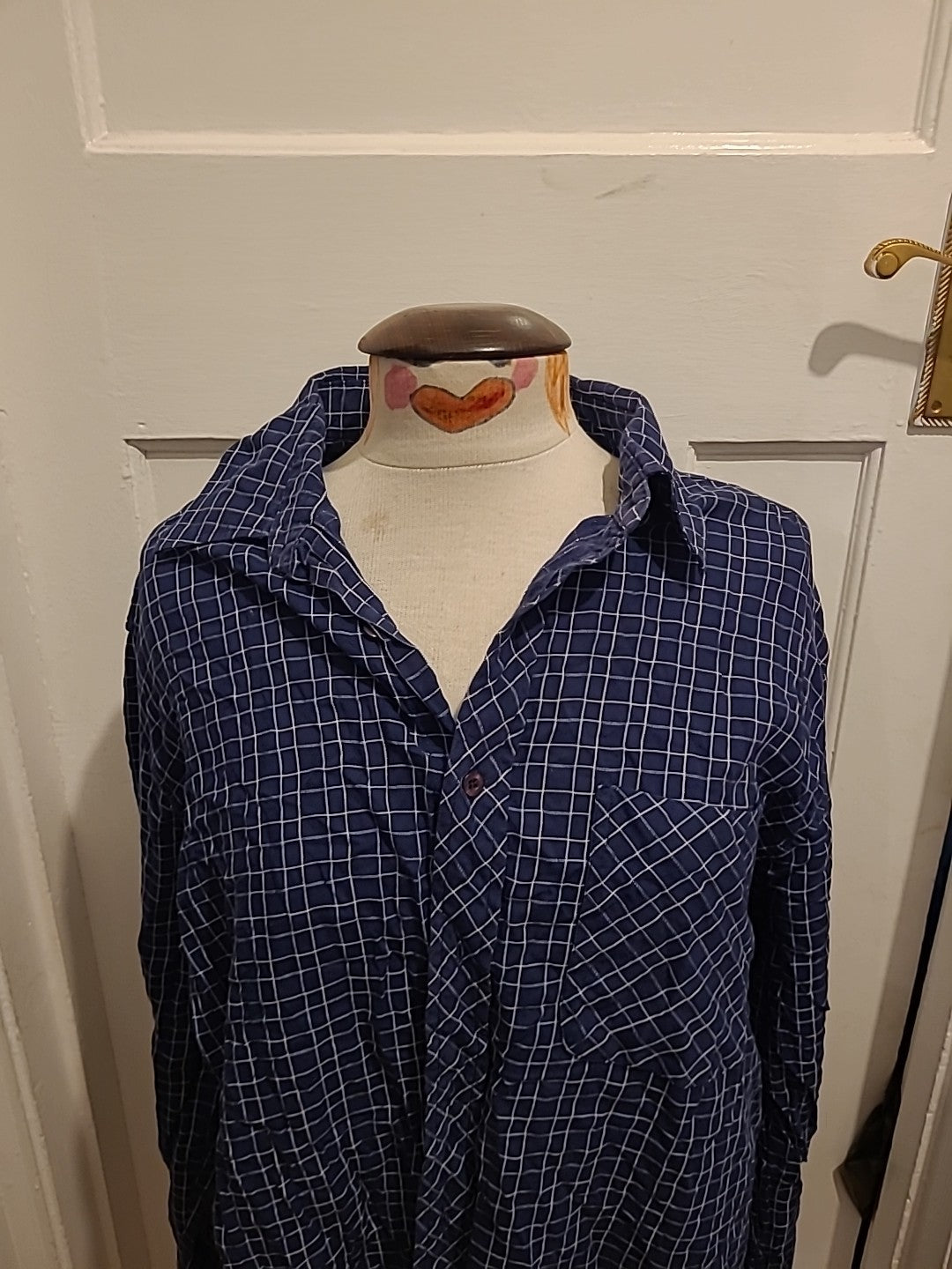 Mens Florence&Fred Size Large Navy Check Long Sleeved Shirt