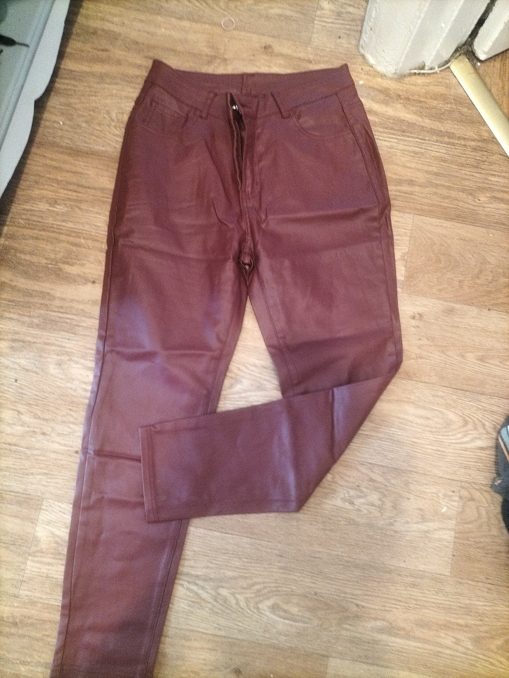 Ladies Size XL Rust Pleather Trousers