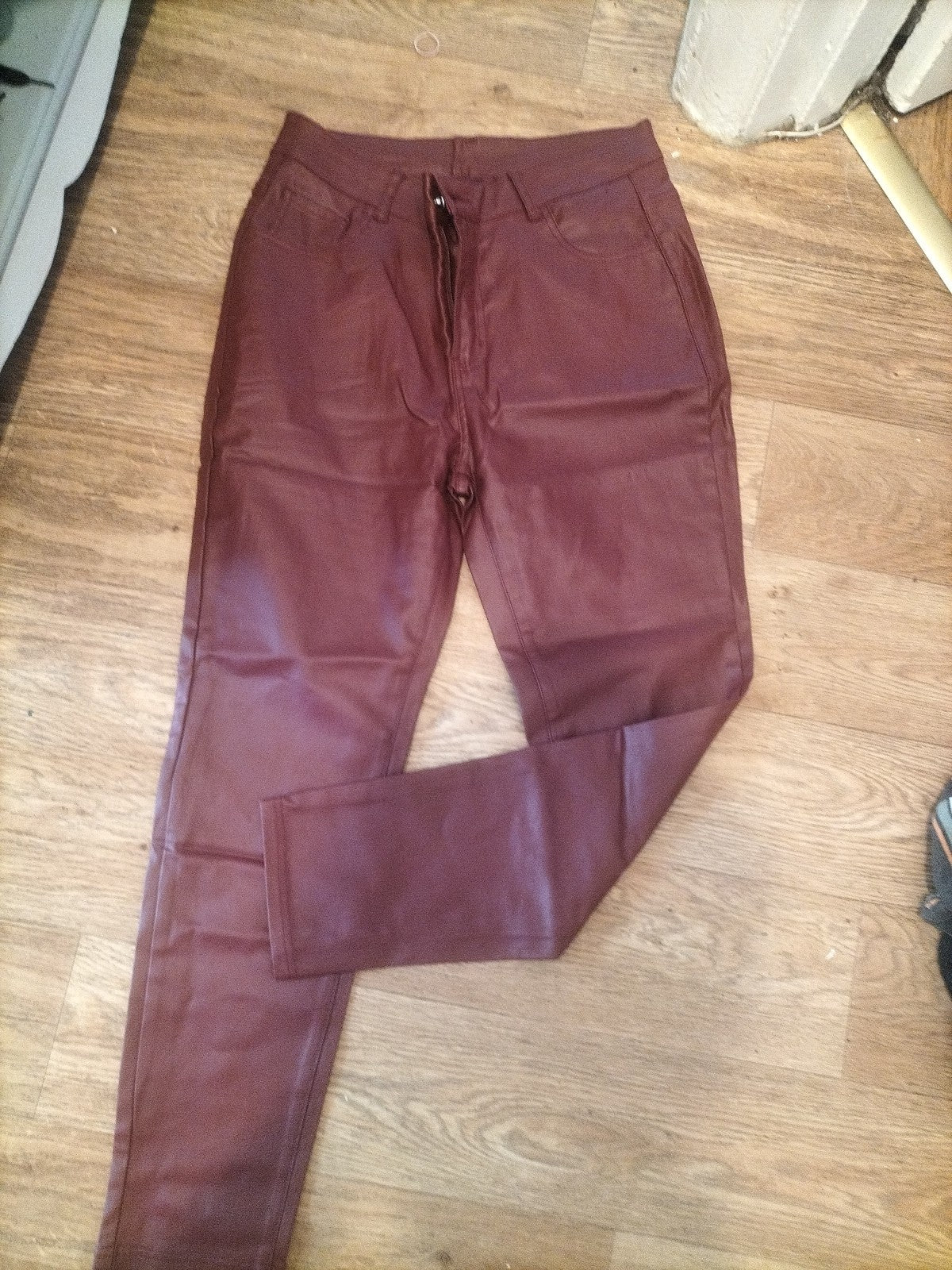 Ladies Size XL Rust Pleather Trousers