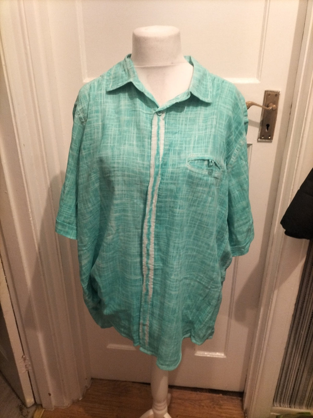 Mens Coral Marl Size 4XL Sea Green Short Sleeved Shirt