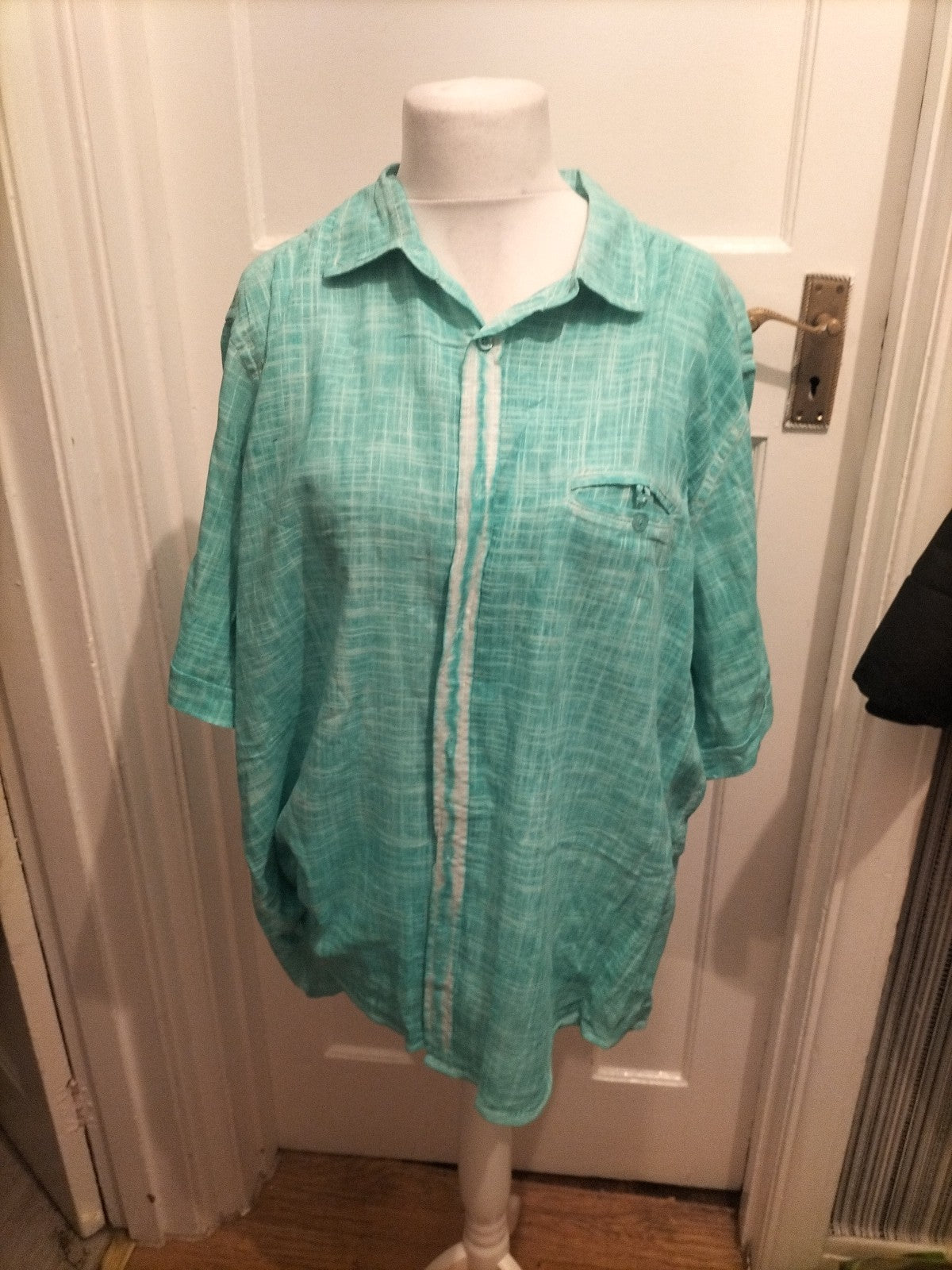 Mens Coral Marl Size 4XL Sea Green Short Sleeved Shirt