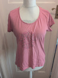 Ladies Baardangels Size 16 Pink Print Short Sleeve T-shirt