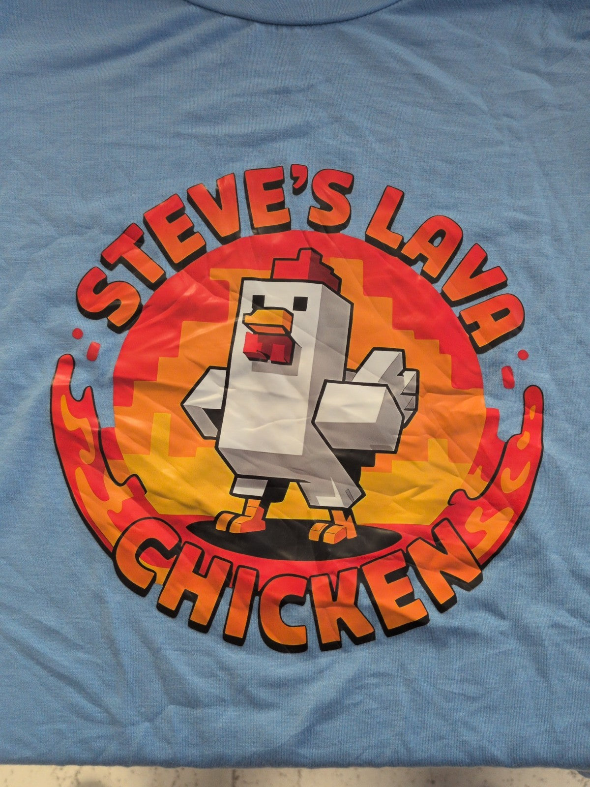 Boys 150cm Blue Lava Chicken Short Sleeve T-shirt