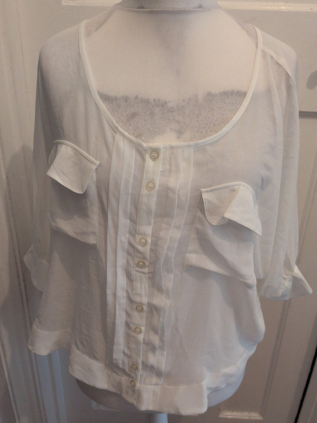 Next 10 White Sheer Short Sleeve Blouse