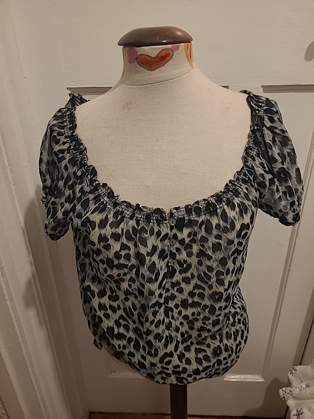 Ladies Tu Size 12 Animal Print Semi See Through Blouse