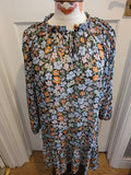 Ladies Peacocks Size 12 Multi Coloured Floral Long Sleeved See Through Dress