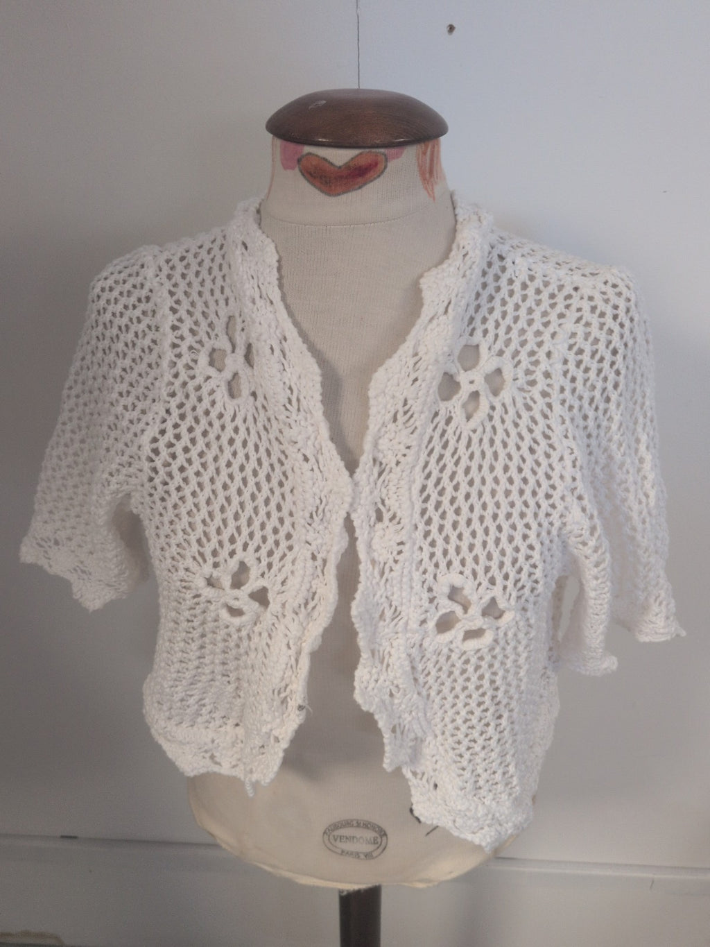 Damart Small White Knit Open Blouse
