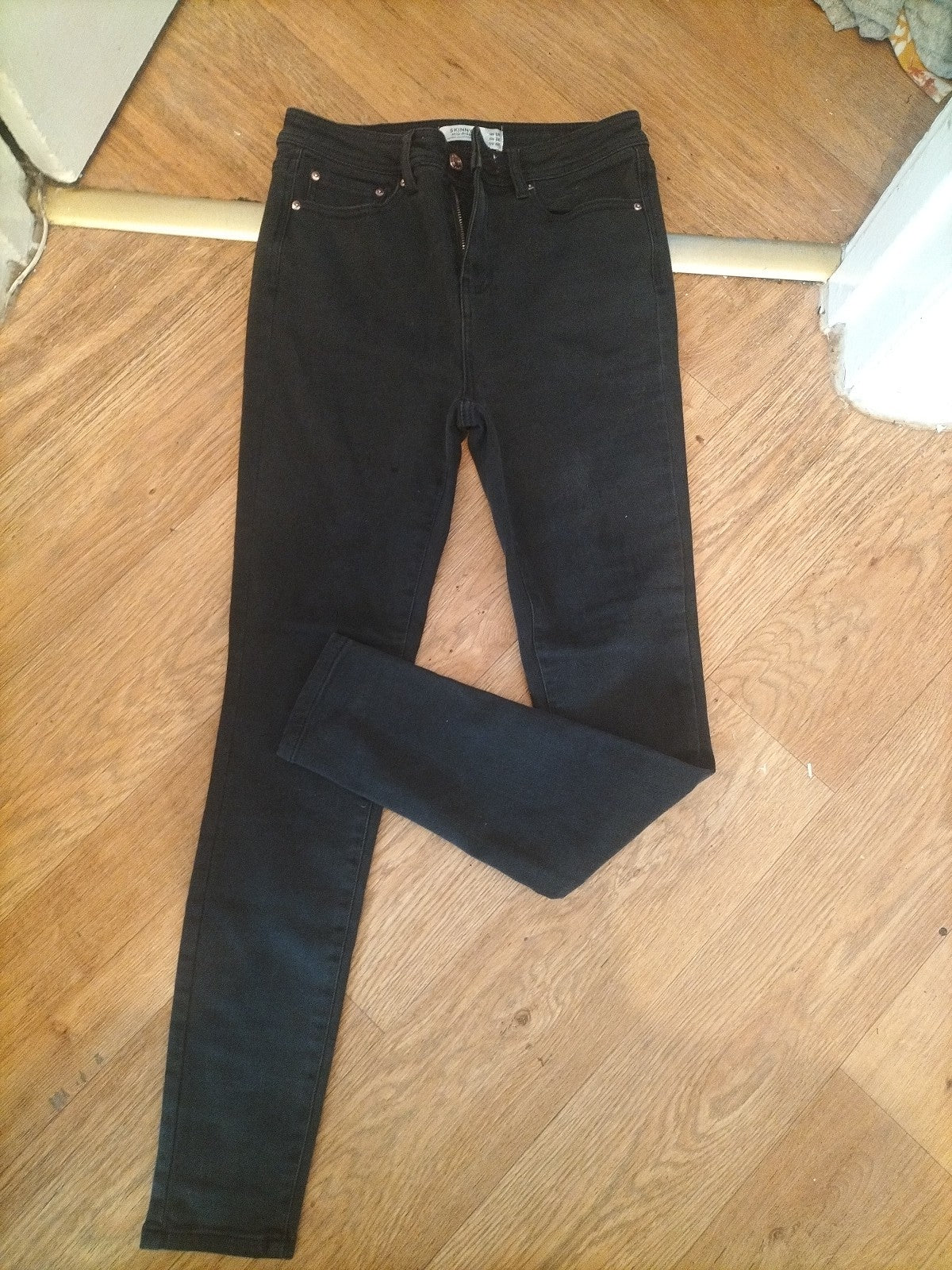 Ladies Next Size 8r Charcoal Skinny Mid Rise Jeans