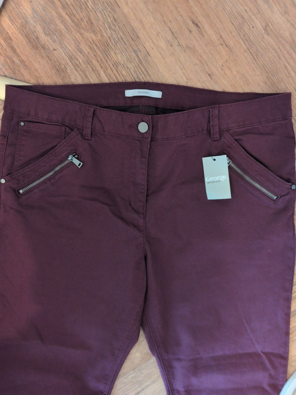Ladies Brand New George Size 18 Burgundy Jegging