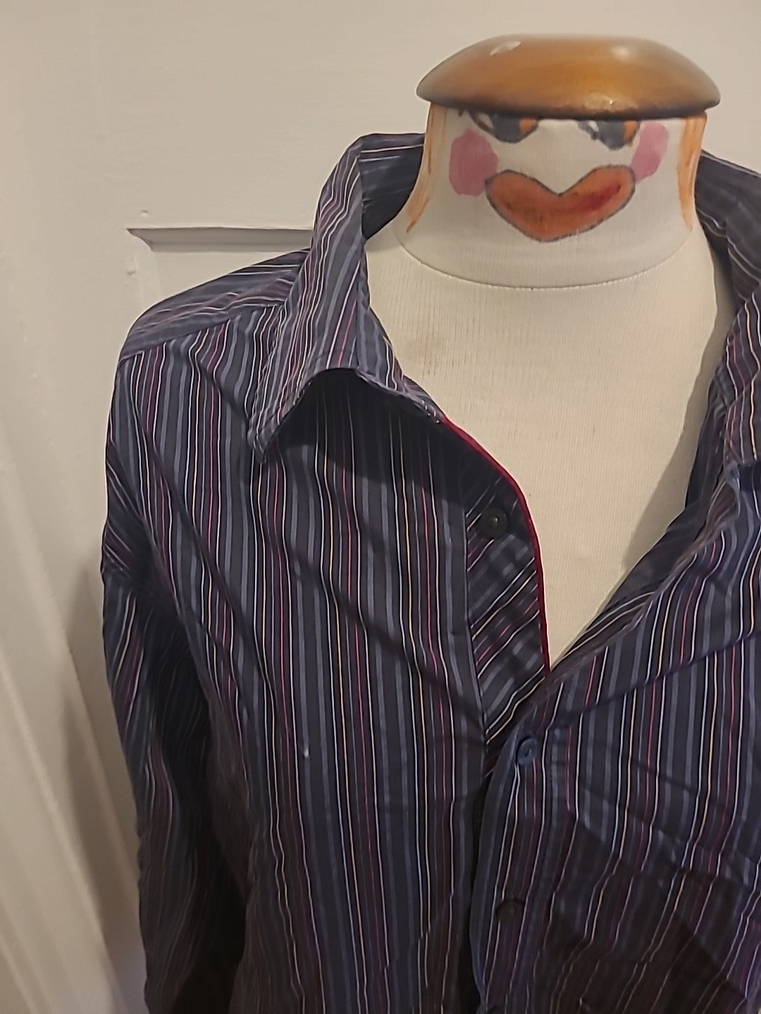 Mens Marks And Spencer Autograph Size Large Striped Multi Long Sleeved Shirt