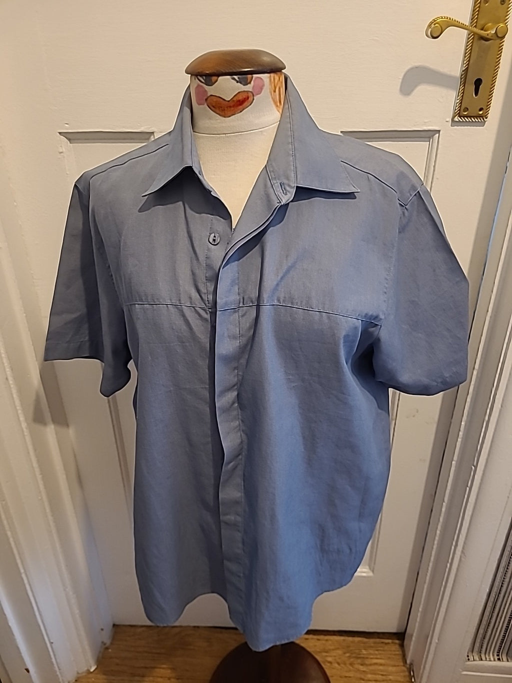 Mens Size 41 Bluey Grey Short Sleeved Shirt