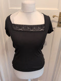 Damart Small Black Short Sleeve Thermal Blouse