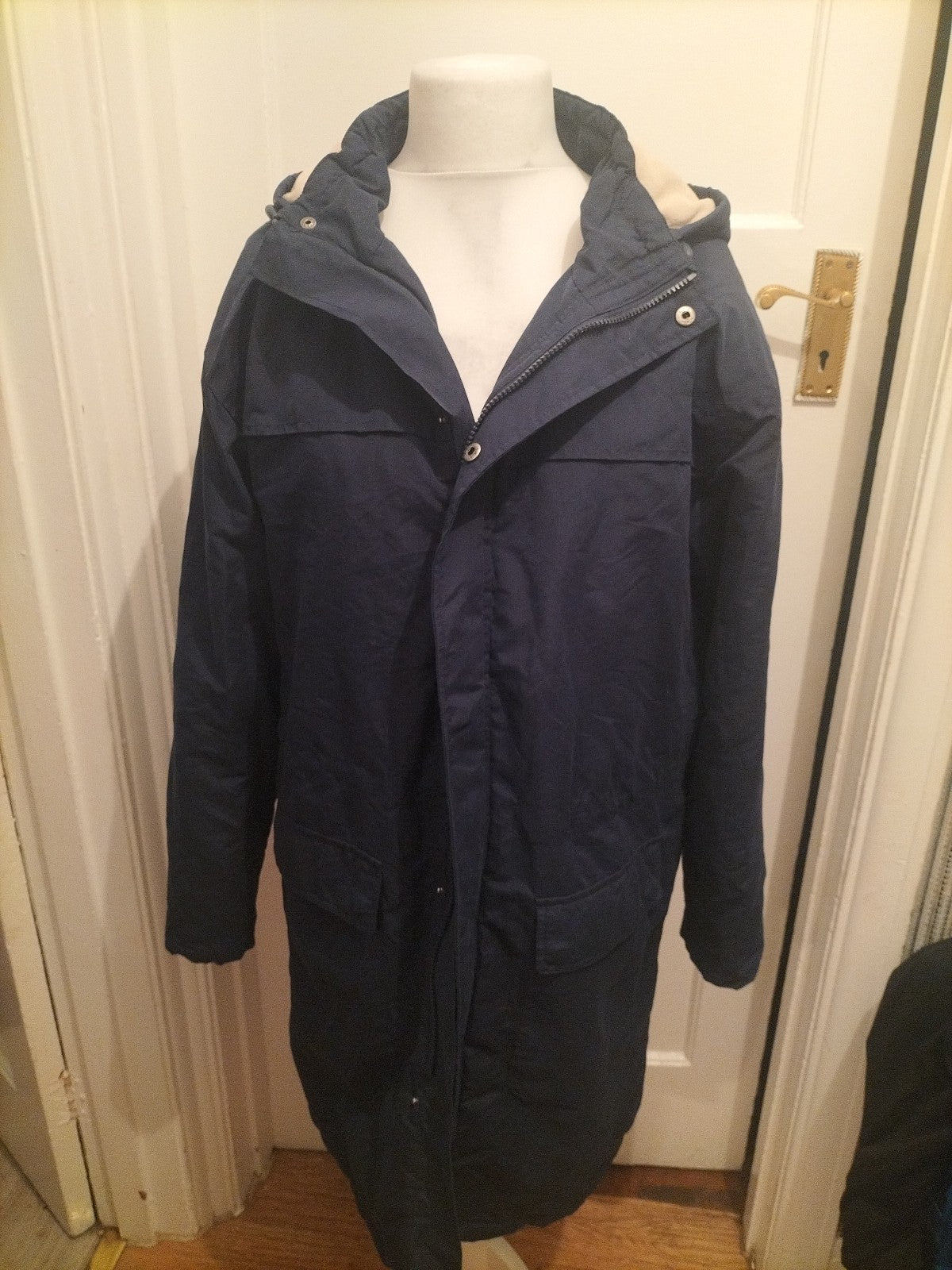 Mens Cotton Trader Size L Navy Fleece Lined Coat