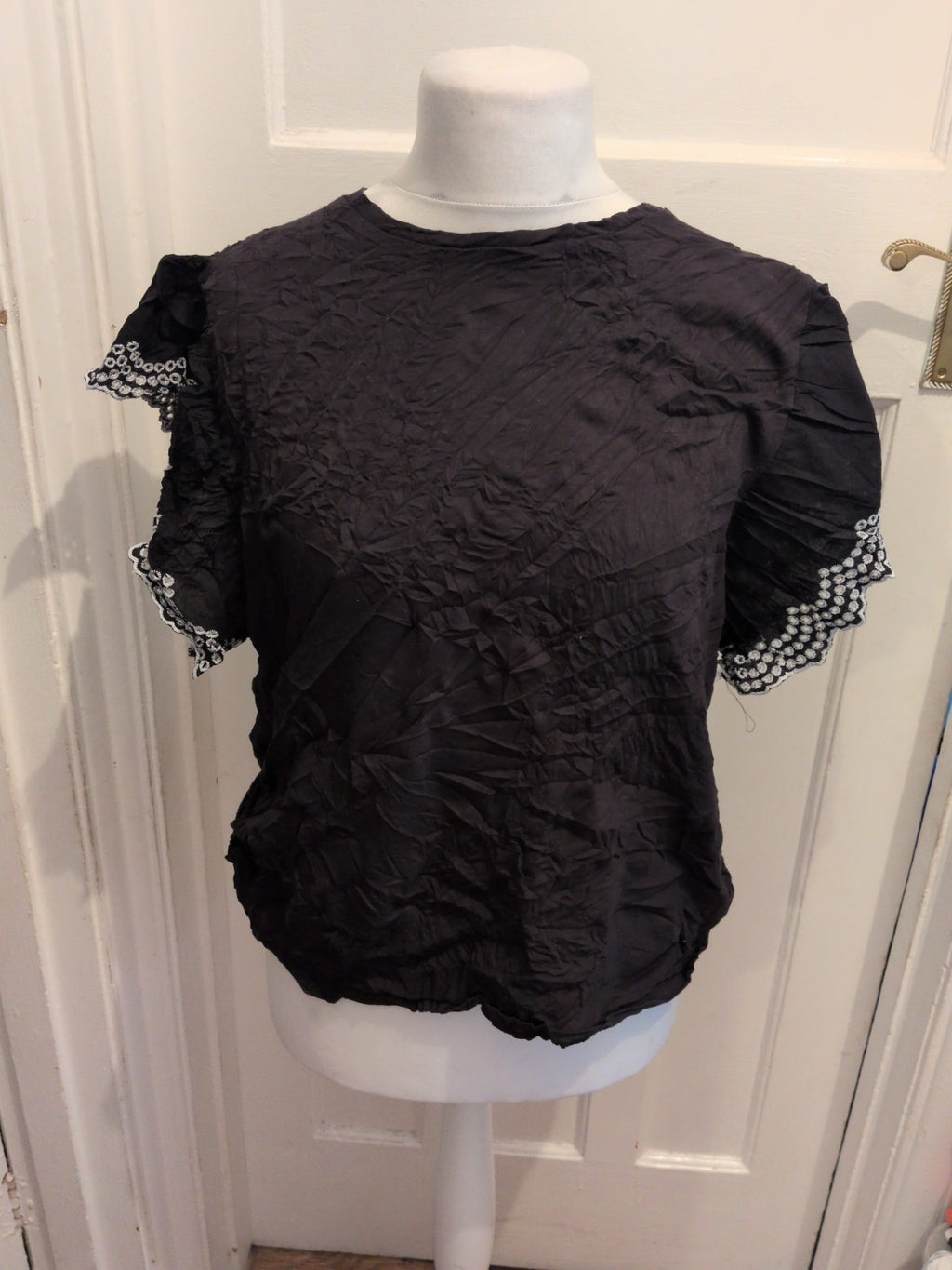 George 20 Black With White Embroidery Trim T-shirt