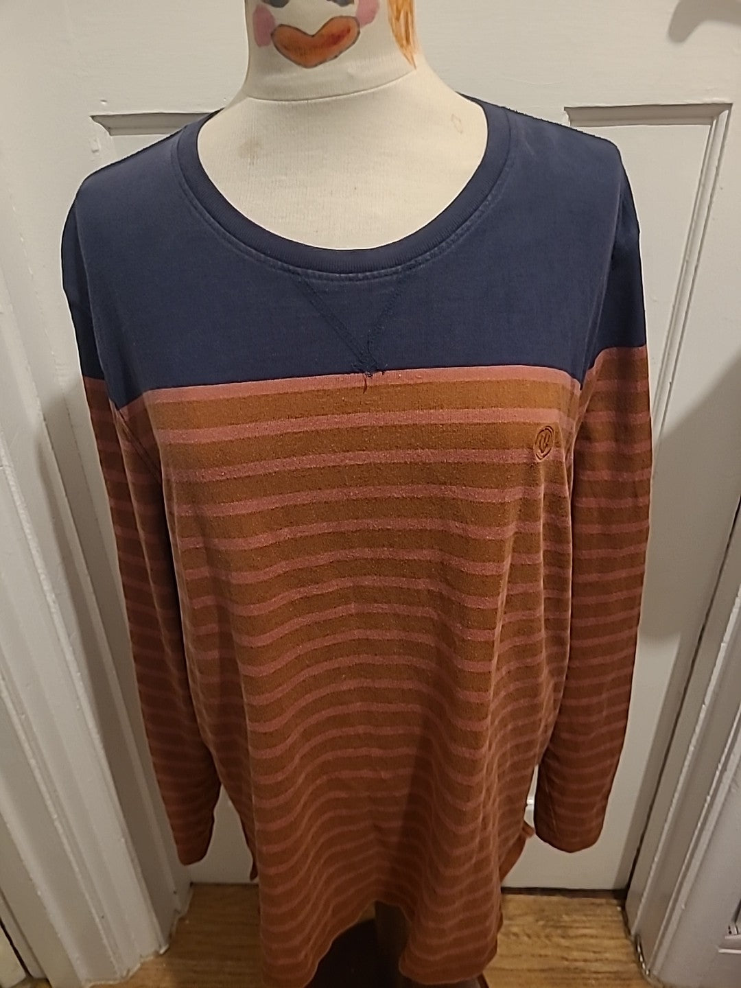 Mens Fat Face Size 2XL Brown/Pink And Navy Long Sleeved Pullover Jumper