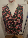 Ladies Warehouse Size 10 Black Pink Green Floral Long Sleeved Blouse
