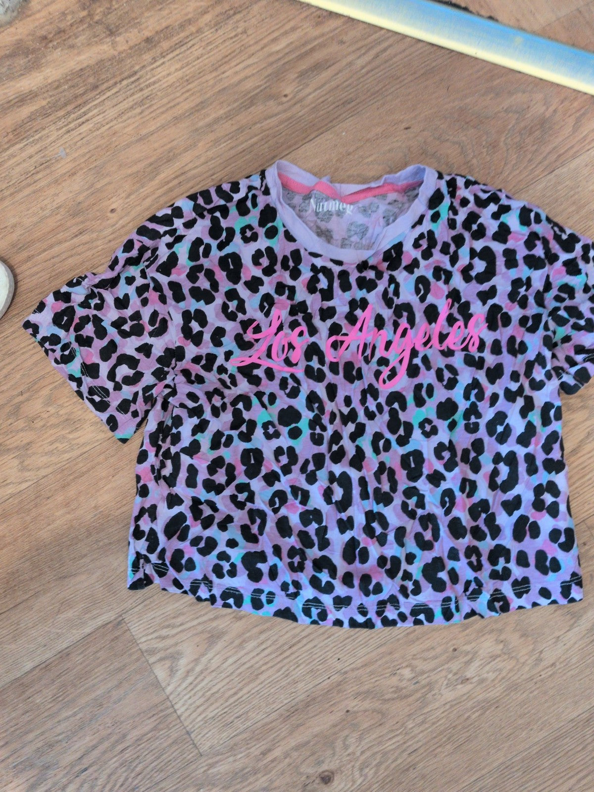 Nutmeg 11-12 Years Leopard Print Short Sleeve Pyjama Top
