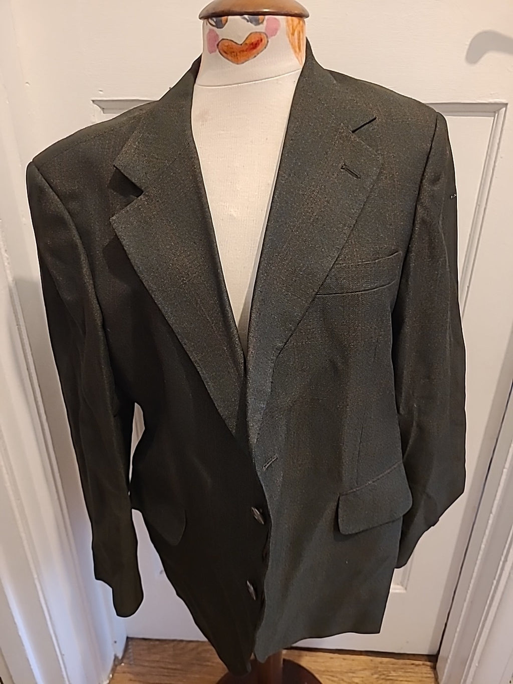 Mens John Collier Size Large Dark Green Check Padded Lined Blazer
