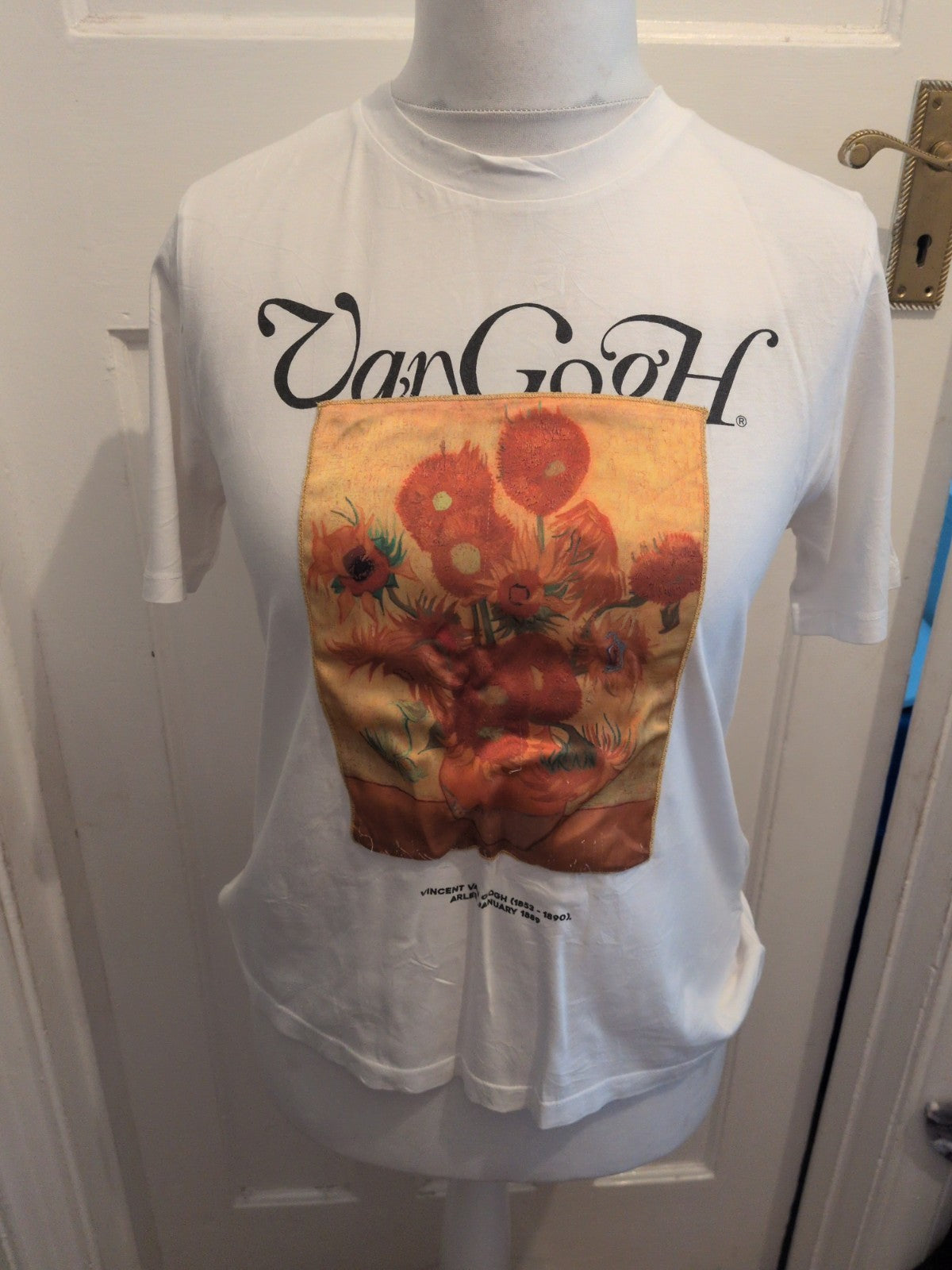 Zara Small White Short Sleeve T-shirt With Orange Floral