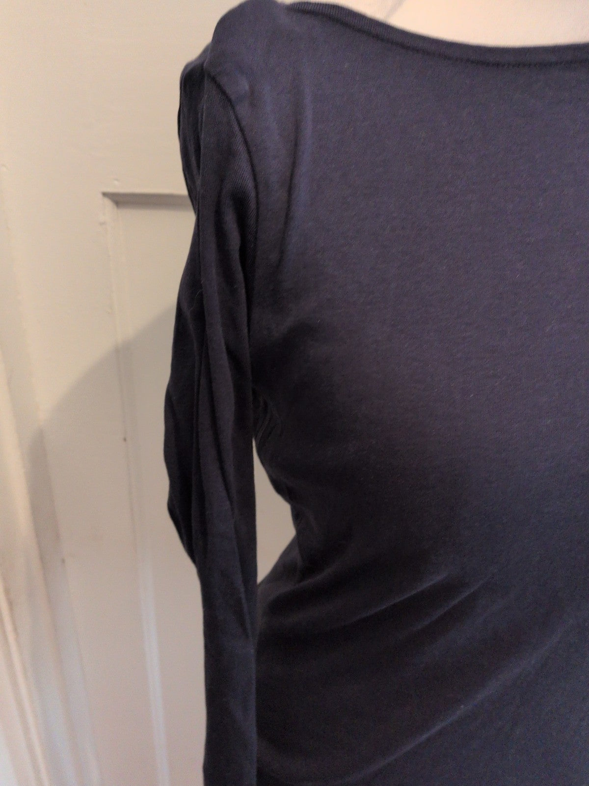 Marks And Spencer 10 Slim Fit 3/4 Sleeve Slash Neck T-shirt