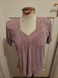 Ladies Forever Size Small Purple Crinkle Short Sleeved Blouse