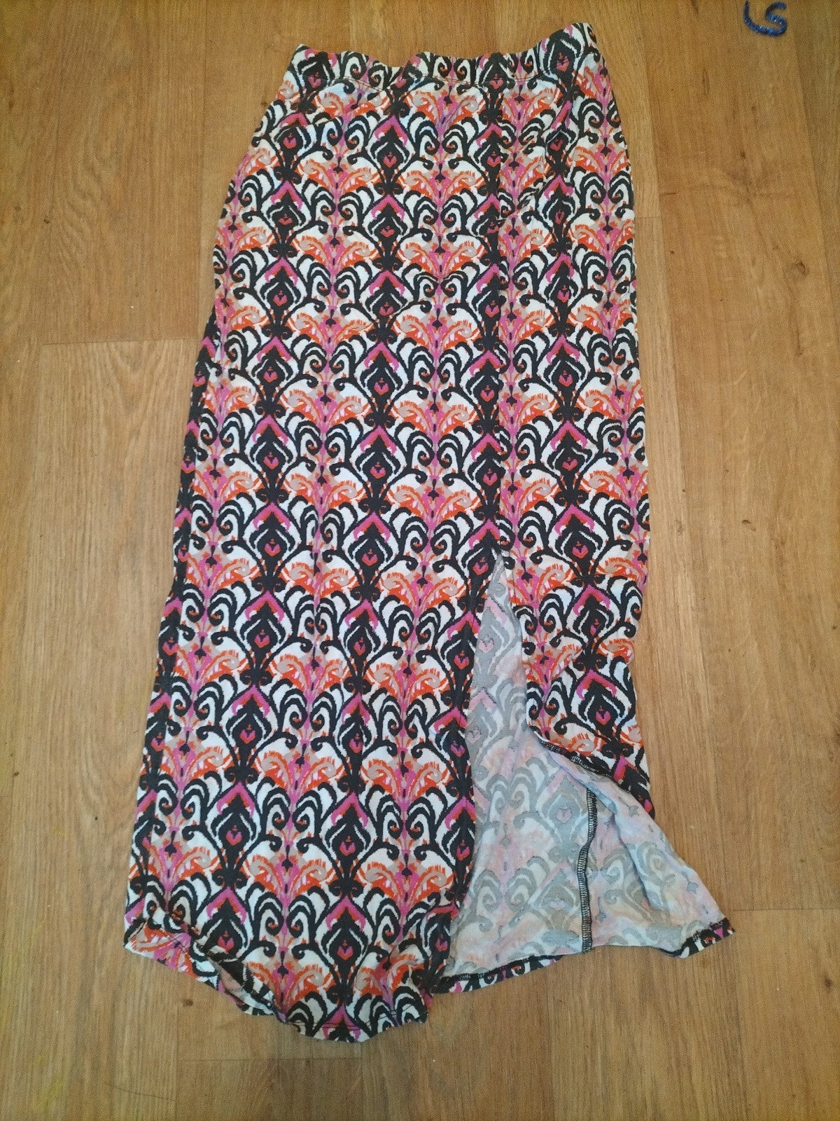 Ladies Primark Size 12 Purple Orange Split Hem Elasticated Skirt