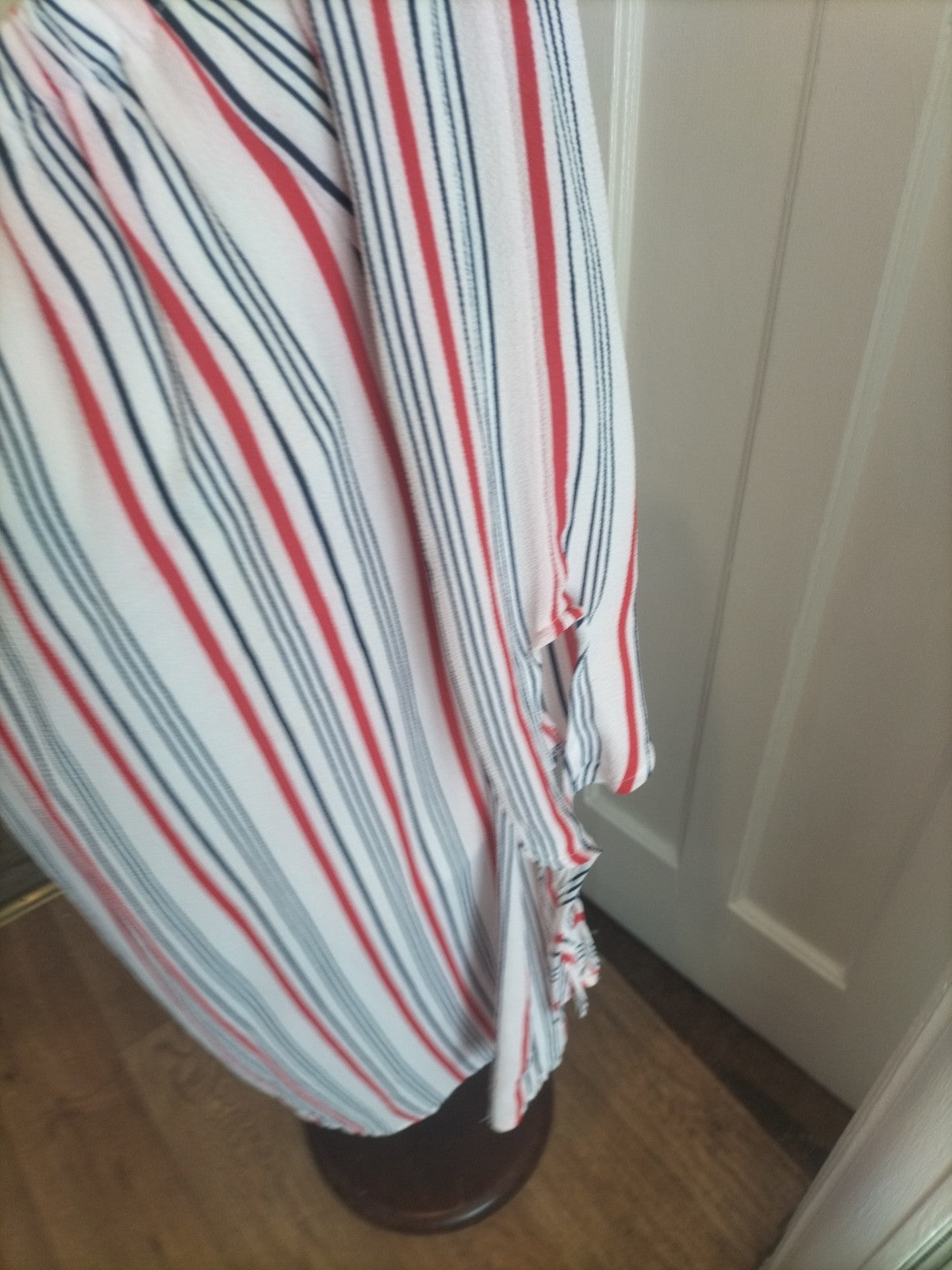 Ladies New Look Size 16 Red/White/Blue Striped Mid Sleeved Dress