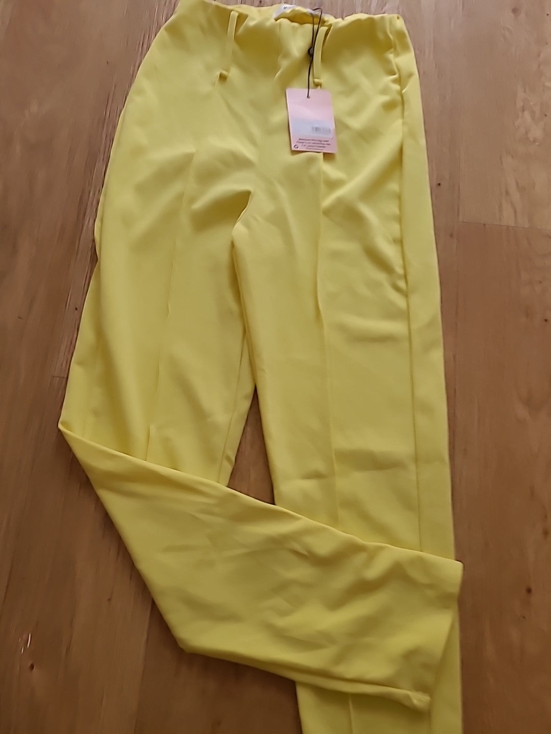 Brand New Missguided Size 8 Yellow Coord Self Fabric Belted Trousers