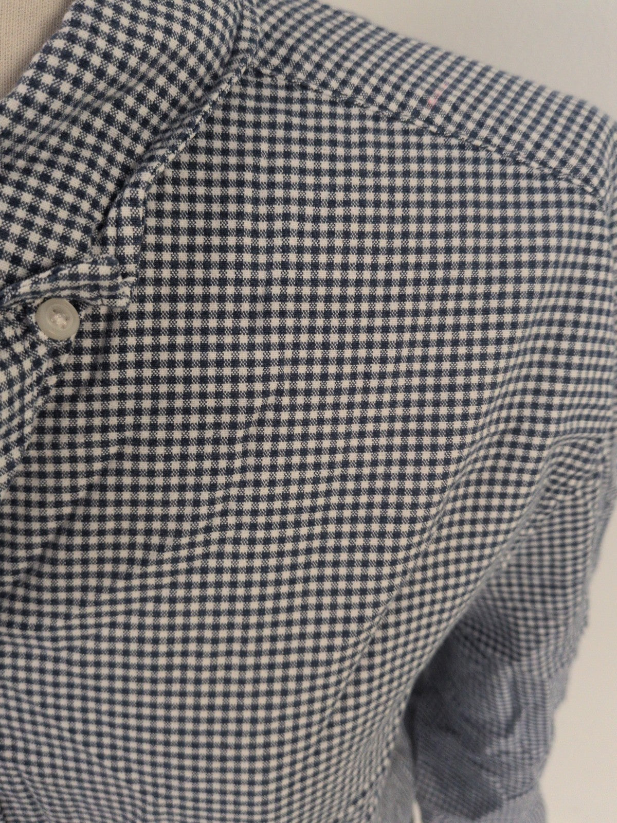 Marks And Spencer Large Regular Blue Check With Stretch Long Sleeve Shirt