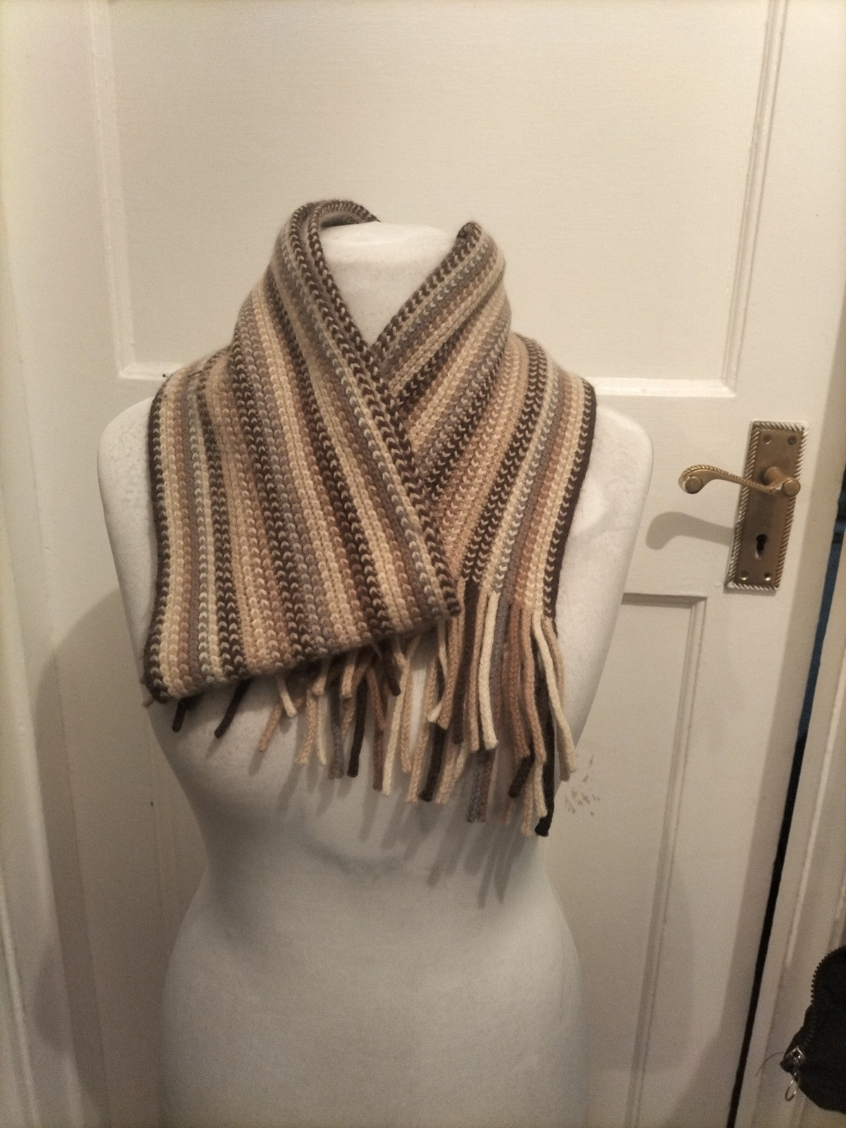 Mens Knitted Beige Toned Scarf