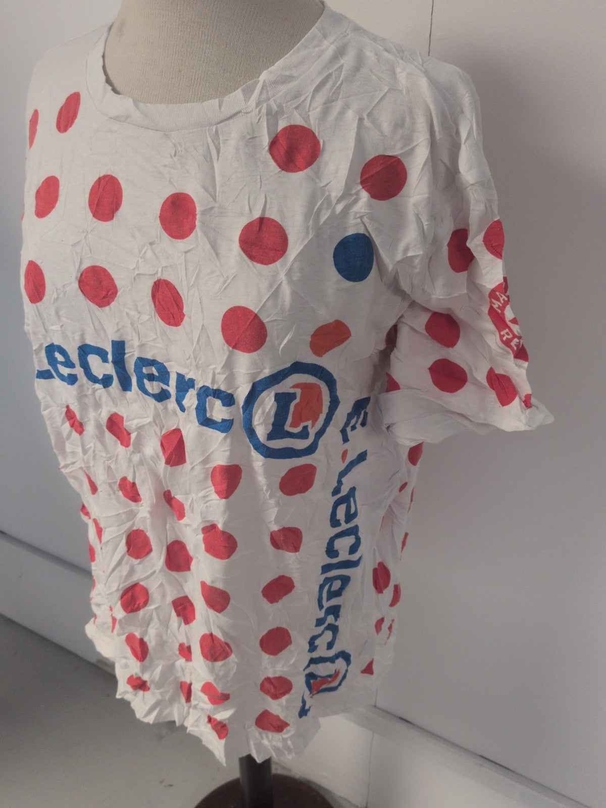 Ladies Large White With Orange Spot Short Sleeve T-shirt