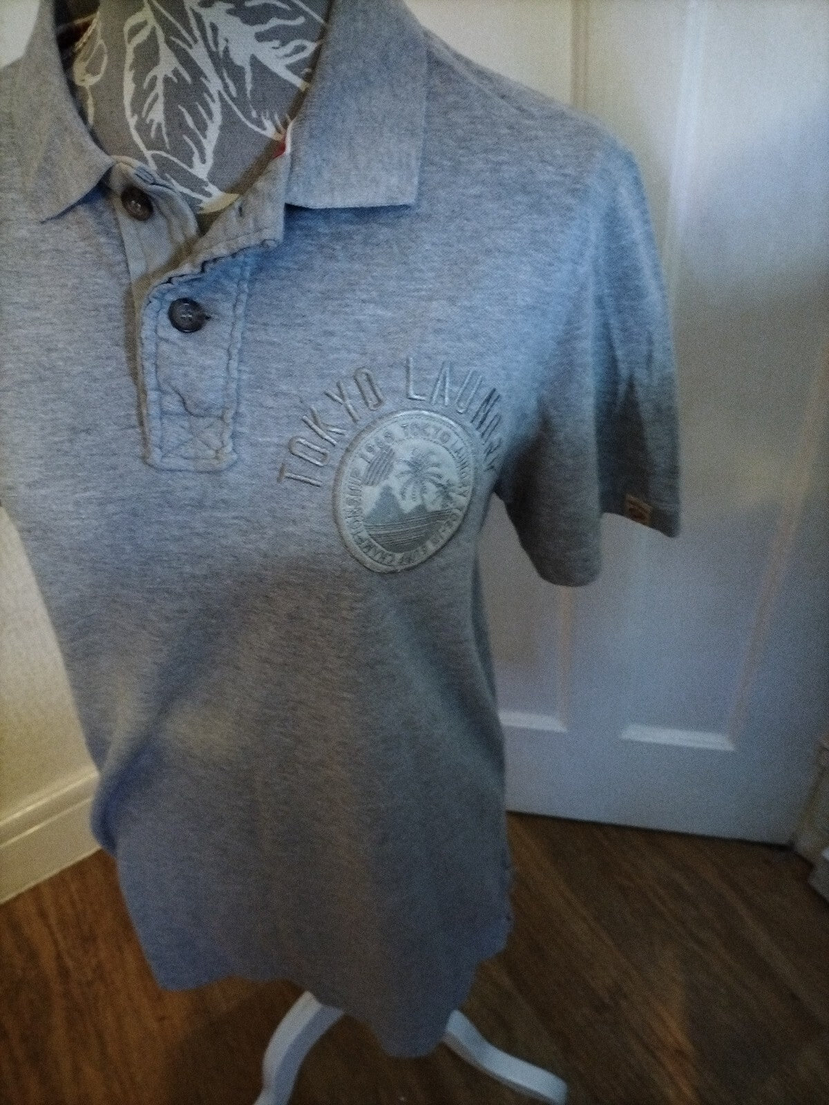 Mens Tokyo Size Medium Grey Short Sleeved Polo
