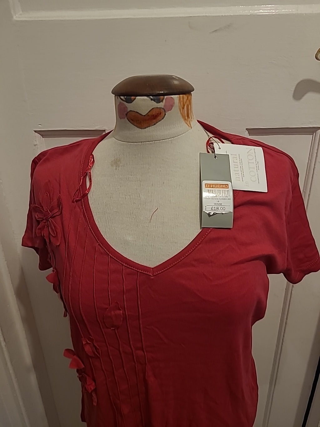 Brand New Ladies Mia Moda Size 18 Cerise Short Sleeved Blouse