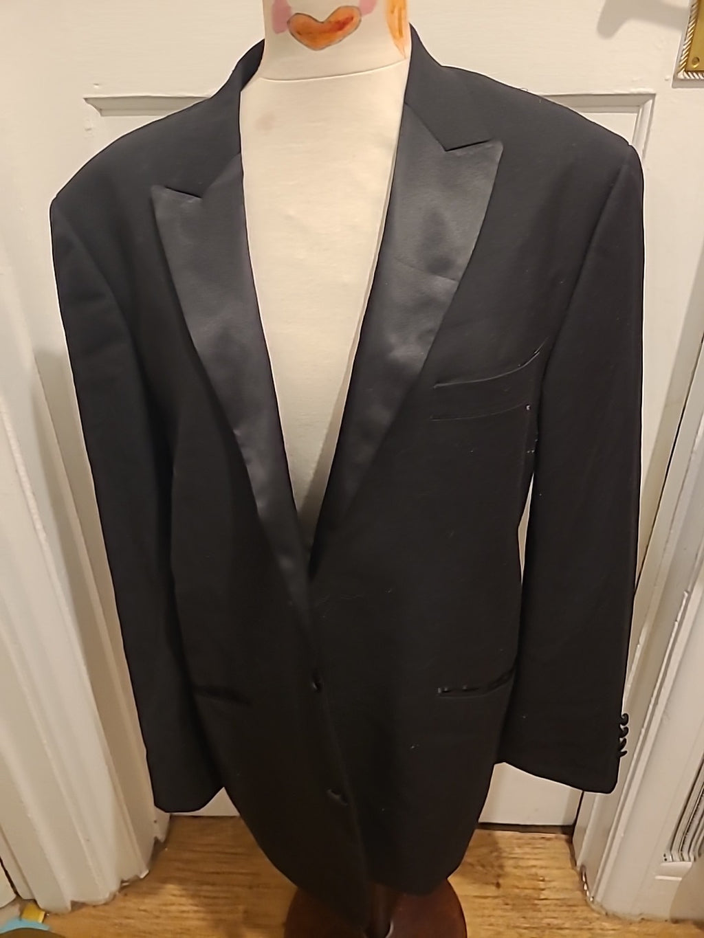 Mens George Size 42R Black Padded Blue Lined Blazer