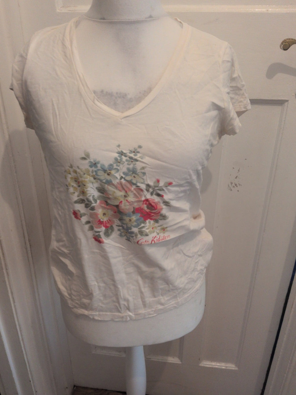 Cath Kidston Large Ivory Short Sleeve V Neck Blouse