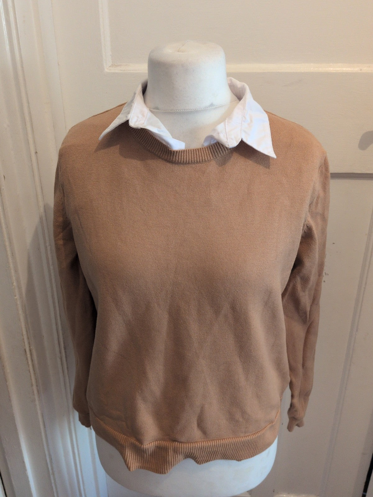 Ladies Primark Size Large Pale Brown Collared Jumper