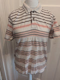 North Coast Medium Tailored Fit Pale Beige Short Sleeve Stripe Polo