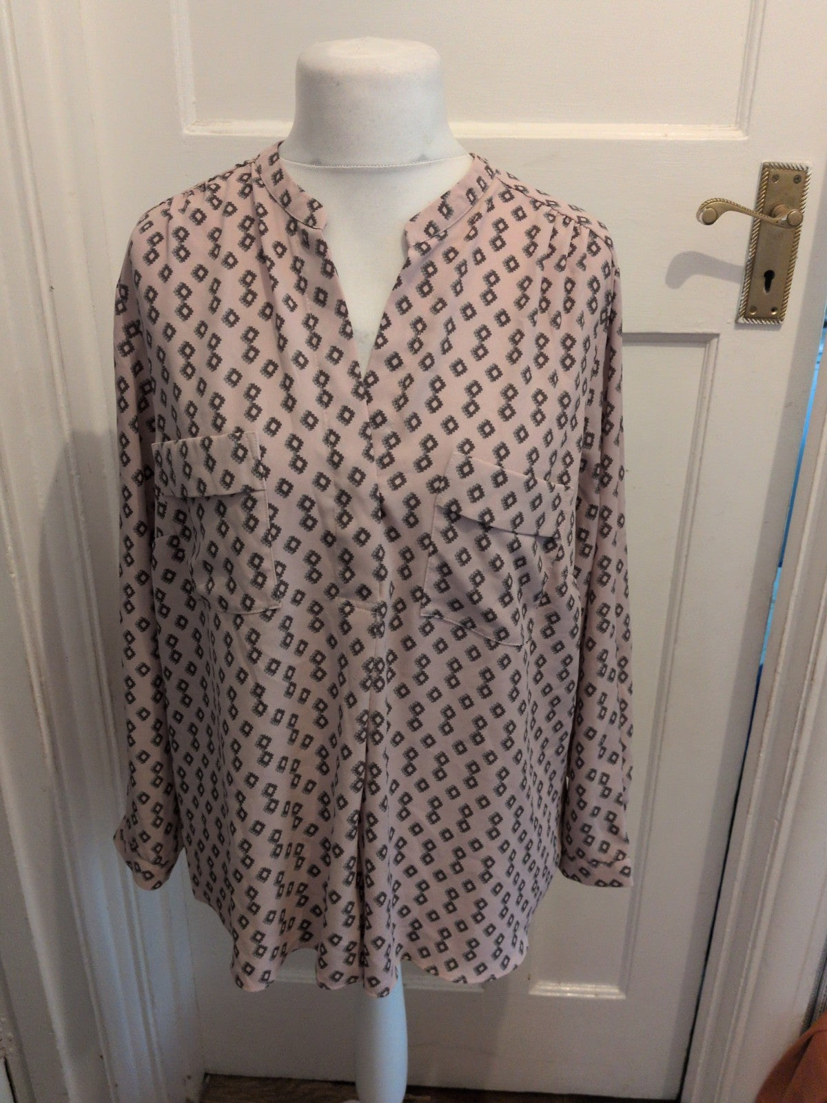 Ben De Lisi 18 Pink Patterned Long Sleeve Blouse