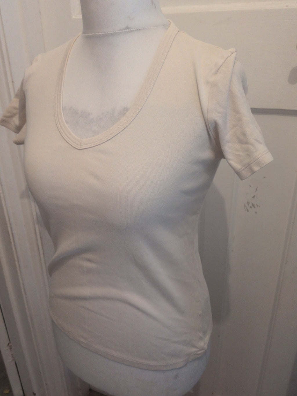 Ladies Marks And Spencer Size 14 Dark Cream Short Sleeve T-shirt