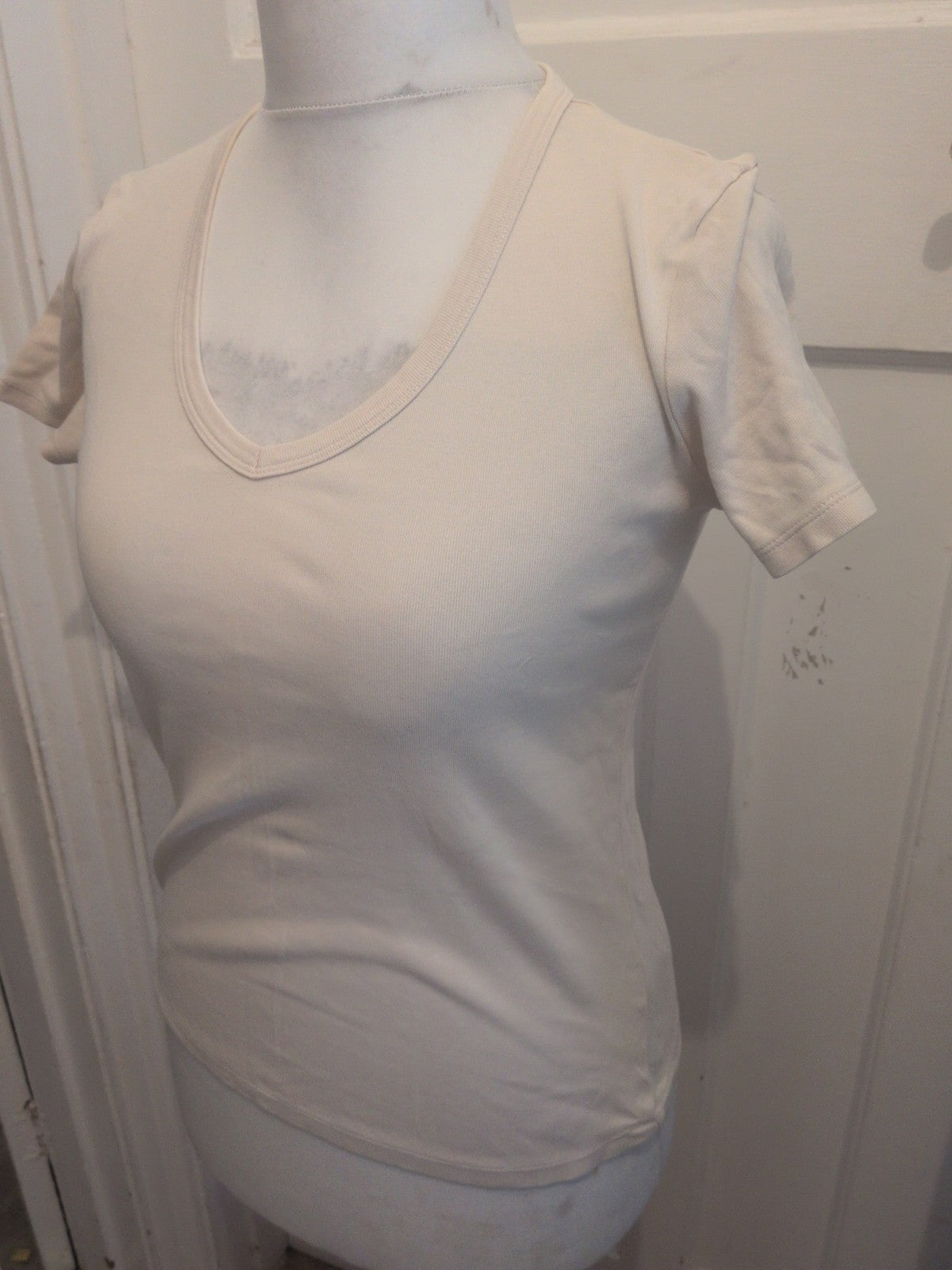 Ladies Marks And Spencer Size 14 Dark Cream Short Sleeve T-shirt
