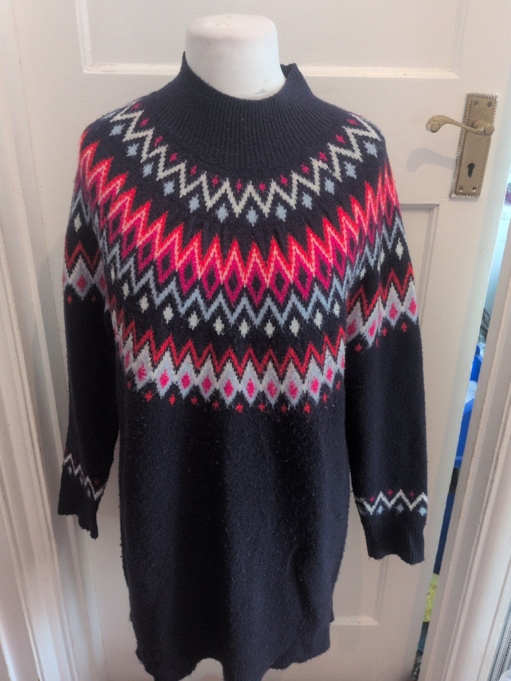 Ladies Navy/red/white Long Line Jumper Size Med George Free Delivery